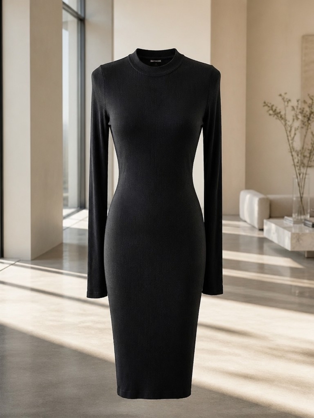 Victoria's Secret Wide Rib Long Sleeve Lounge Mini Dress Black Size S/P